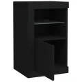 Armoire latérale avec lumières LED noir bois d'ingénierie