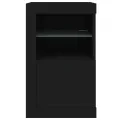 Armoire latérale avec lumières LED noir bois d'ingénierie
