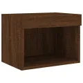 Tables de chevet murales avec lumières LED 2 pcs chêne marron