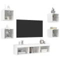 Unités murales TV avec LED 7 pcs blanc bois d'ingénierie