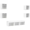 Unités murales TV avec LED 7 pcs blanc bois d'ingénierie