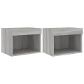 Tables de chevet murales avec lumières LED 2 pcs sonoma gris