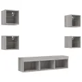 Unités murales TV avec LED 7 pcs gris sonoma bois d'ingénierie