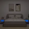 Tables de chevet murales avec lumières LED 2 pcs chêne sonoma