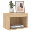 Tables de chevet murales avec lumières LED 2 pcs chêne sonoma