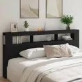 Tête de lit à LED noir 220x18,5x103,5 cm bois d'ingénierie