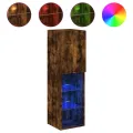 Meuble TV avec lumières LED chêne fumé 30,5x30x102 cm