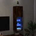 Meuble TV avec lumières LED chêne fumé 30,5x30x102 cm