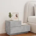 Table de chevet avec lumières LED gris béton 70x36x40,5 cm