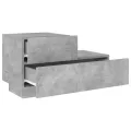 Table de chevet avec lumières LED gris béton 70x36x40,5 cm