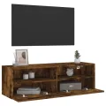 Meuble TV mural chêne fumé 100x30x30 cm bois d'ingénierie