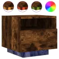 Table de chevet avec lumières LED chêne fumé 40x39x37 cm