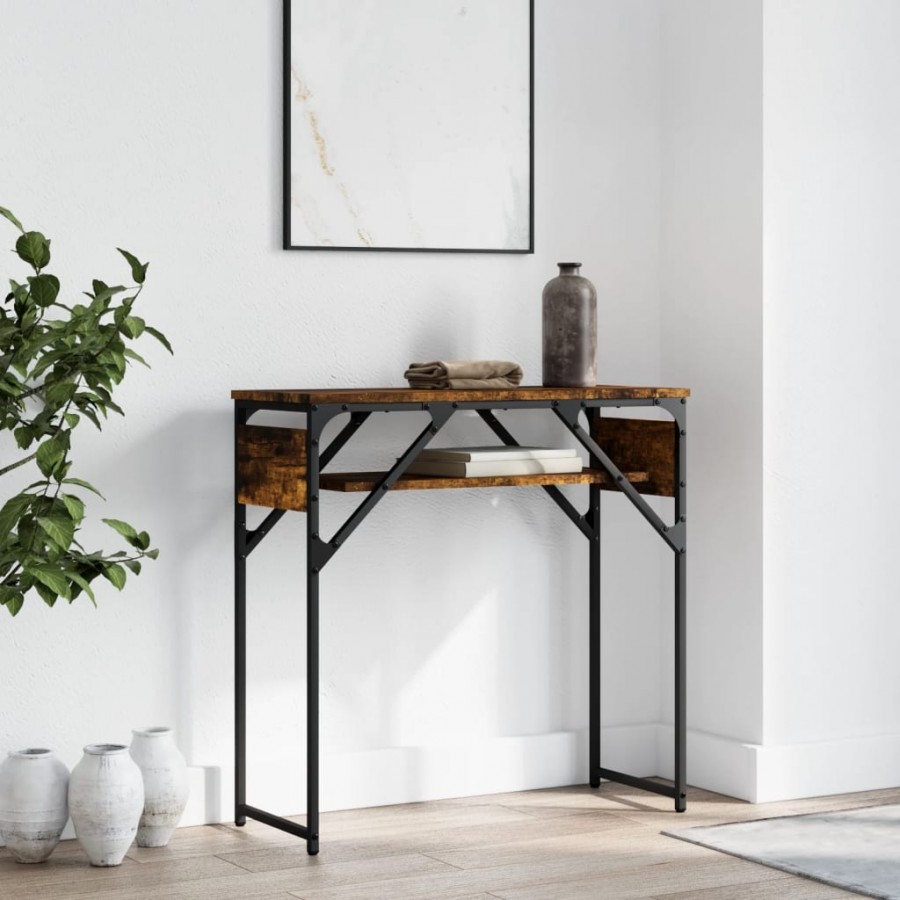 Table console avec étagère chêne fumé 75x30x75 cm