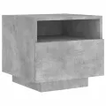Table de chevet avec lumières LED gris béton 40x39x37 cm
