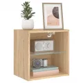 Table de chevet murale avec lumières LED chêne sonoma