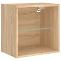 Table de chevet murale avec lumières LED chêne sonoma