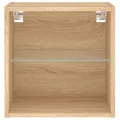 Table de chevet murale avec lumières LED chêne sonoma
