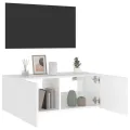 Meuble TV mural avec lumières LED blanc 80x35x31 cm