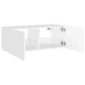 Meuble TV mural avec lumières LED blanc 80x35x31 cm
