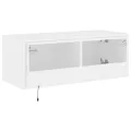Meuble TV mural avec lumières LED blanc 80x35x31 cm
