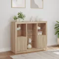 Buffets avec lumières LED 3 pcs chêne sonoma bois d'ingénierie