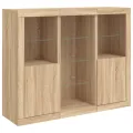 Buffets avec lumières LED 3 pcs chêne sonoma bois d'ingénierie
