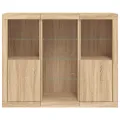 Buffets avec lumières LED 3 pcs chêne sonoma bois d'ingénierie