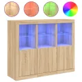 Buffets avec lumières LED 3 pcs chêne sonoma bois d'ingénierie