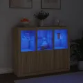 Buffets avec lumières LED 3 pcs chêne sonoma bois d'ingénierie