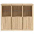 Buffets avec lumières LED 3 pcs chêne sonoma bois d'ingénierie
