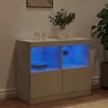 Buffet avec lumières LED blanc 81x37x67 cm