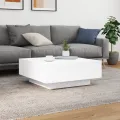 Table basse avec lumières LED blanc 80x80x31 cm