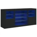 Buffet avec lumières LED noir 142,5x37x67 cm