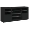 Buffet avec lumières LED noir 142,5x37x67 cm