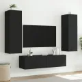 Meuble TV mural avec lumières LED noir 80x35x31 cm