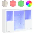 Buffets avec lumières LED 3 pcs blanc bois d'ingénierie