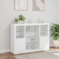 Buffets avec lumières LED 3 pcs blanc bois d'ingénierie