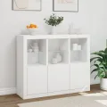 Buffets avec lumières LED 3 pcs blanc bois d'ingénierie