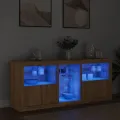 Buffet avec lumières LED chêne sonoma 162x37x67 cm