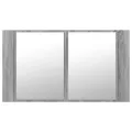 Armoire de salle de bain à miroir LED sonoma gris 80x12x45 cm