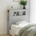Tête de lit à LED gris béton 100x18,5x103,5cm bois d'ingénierie