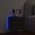 Meuble TV mural avec lumières LED noir 40,5x35x40 cm