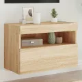 Meuble TV mural avec lumières LED chêne sonoma 60x30x40 cm