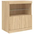 Buffet avec lumières LED chêne sonoma 60x37x67 cm