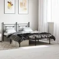 Cadre de lit métal avec tête de lit noir 160x200 cm