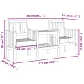 Banc de jardin avec table 2 places bois de pin massif