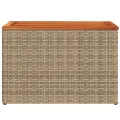 Tables d'appoint de jardin 2 pcs beige rotin bois massif