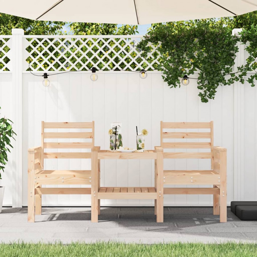 Banc de jardin avec table 2 places bois de pin massif