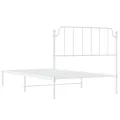 Cadre de lit métal avec tête de lit blanc 107x203 cm