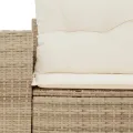 Canapé de jardin avec coussins 2 places beige résine tressée